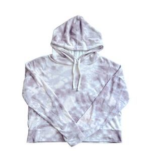 SO The Lounge Life Tie Dye‎ Purple White Softest Hoodie Sweatshirt Pullover LG